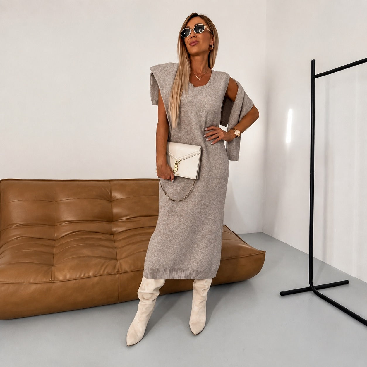 Odette - Bequemes Set mit Kleid und Rollkragenpullover
