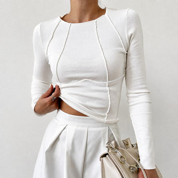 Leonie - Elegantes Langarmshirt mit Paspel-Elementen