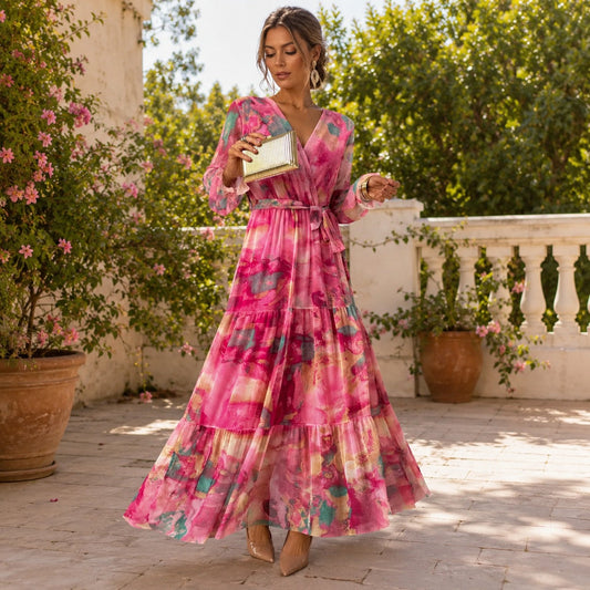 Carroll - Langes Kleid mit Blumenmuster
