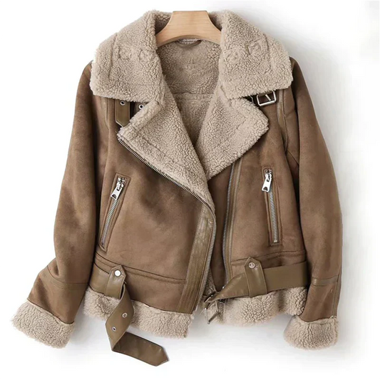Macie – Lederjacke mit Sherpa-Futter