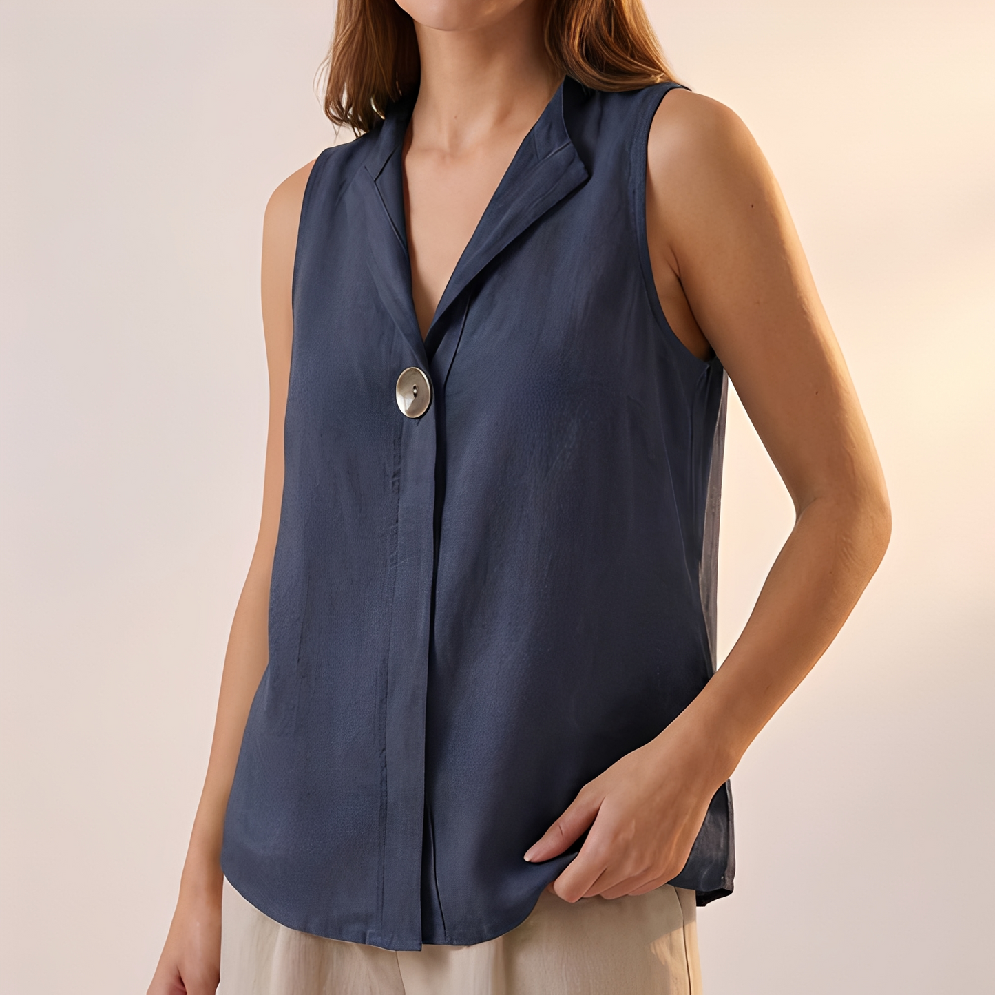 Janice - Ärmellose, locker geschnittene Bluse für Damen