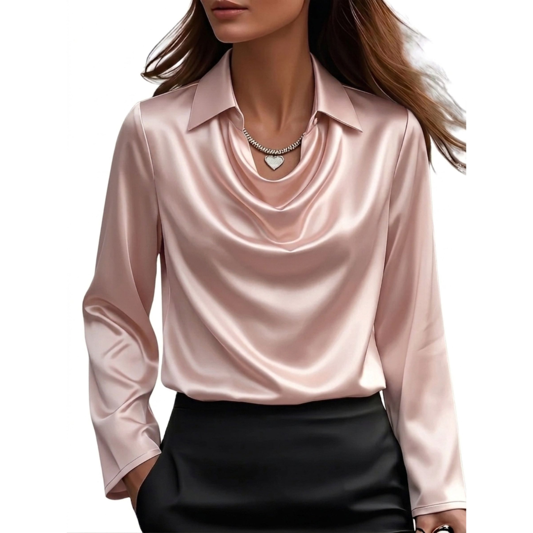 Dionne - Elegante Satinbluse für Damen mit langen Ärmeln