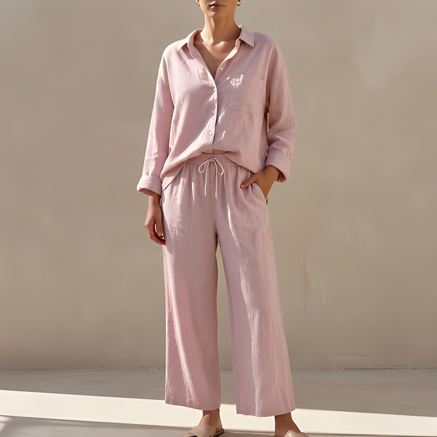 Genzel - Damen-Set mit Knopfhemd und Hose