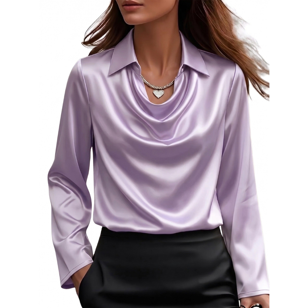 Dionne - Elegante Satinbluse für Damen mit langen Ärmeln