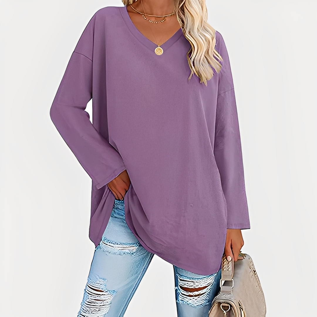 Laëtitia - Elegante, lockere Bluse mit langen Ärmeln für Damen