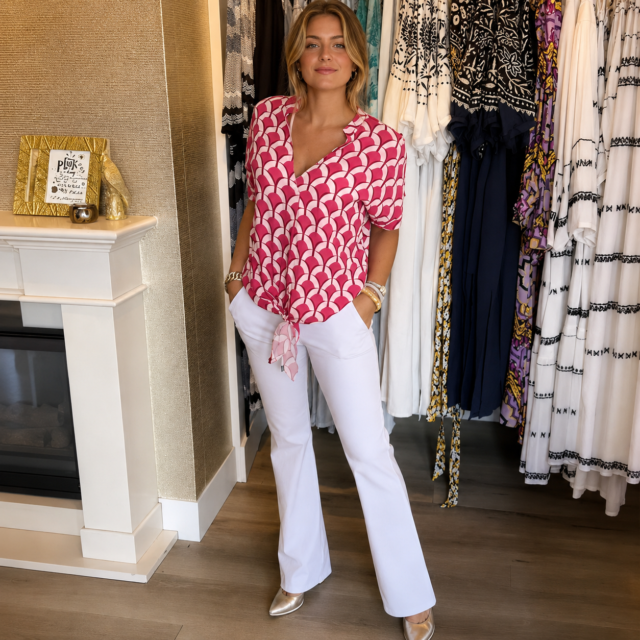 Leona - Elegantes Top mit Druck für Damen