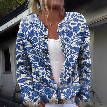 Wilda - Warmer und stilvoller Damen-Cardigan mit Blumenmuster