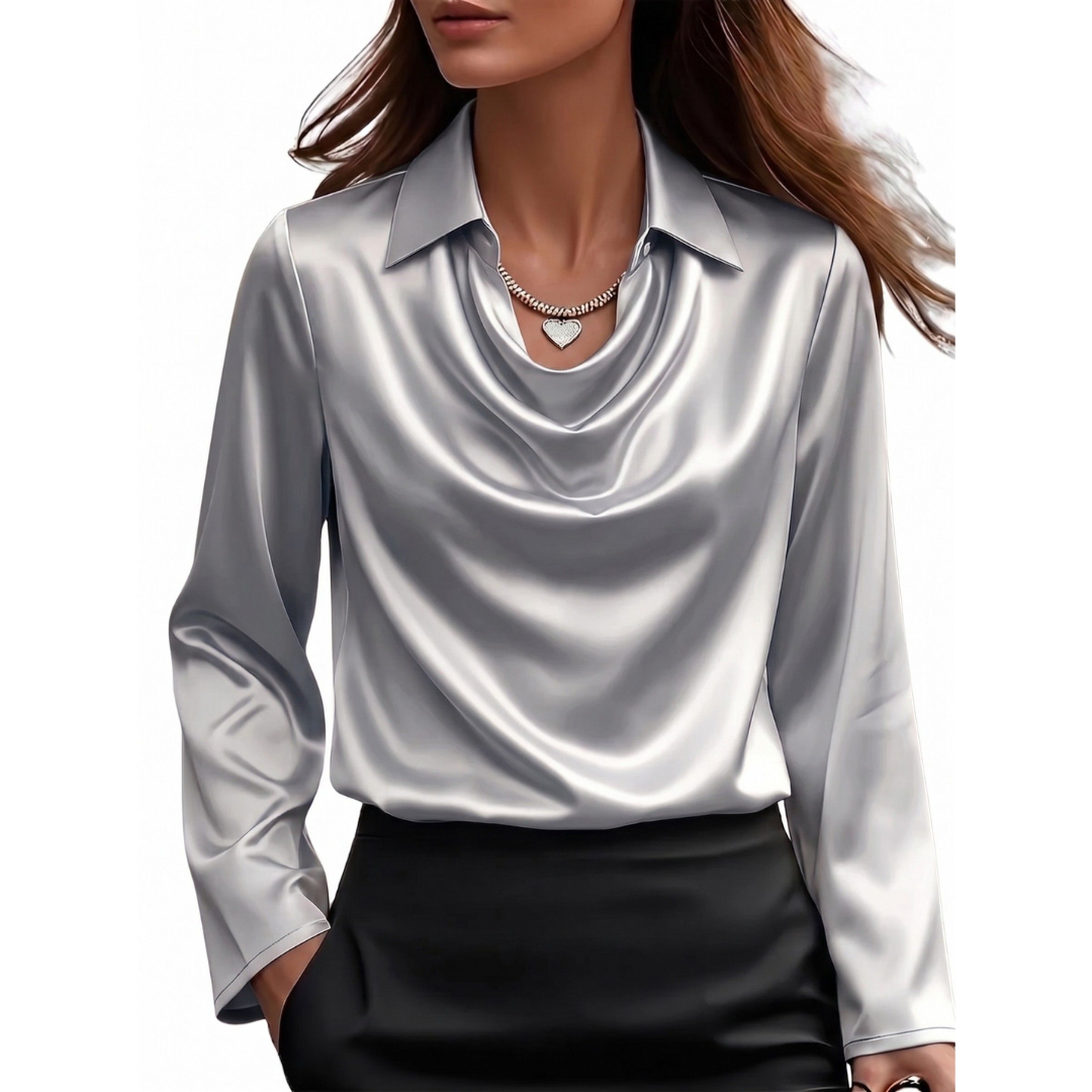 Dionne - Elegante Satinbluse für Damen mit langen Ärmeln