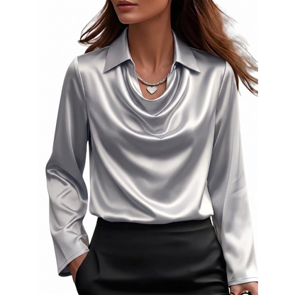 Dionne - Elegante Satinbluse für Damen mit langen Ärmeln