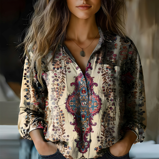 Roselyne - Weite Bluse mit elegantem Muster für Frauen