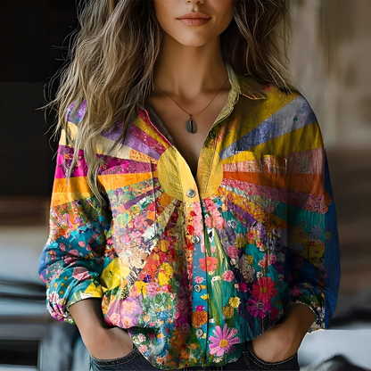 Roselyne - Weite Bluse mit elegantem Muster für Frauen