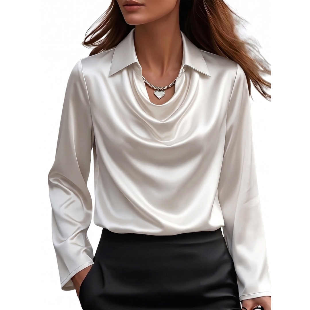 Dionne - Elegante Satinbluse für Damen mit langen Ärmeln