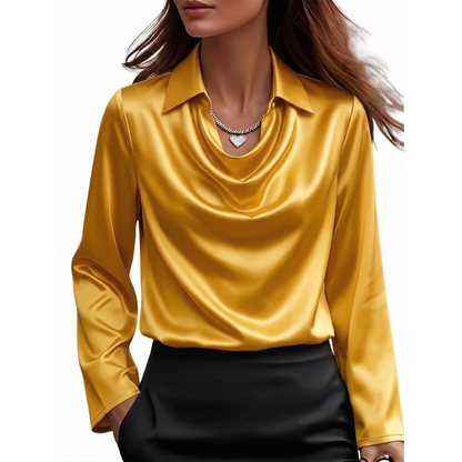 Dionne - Elegante Satinbluse für Damen mit langen Ärmeln