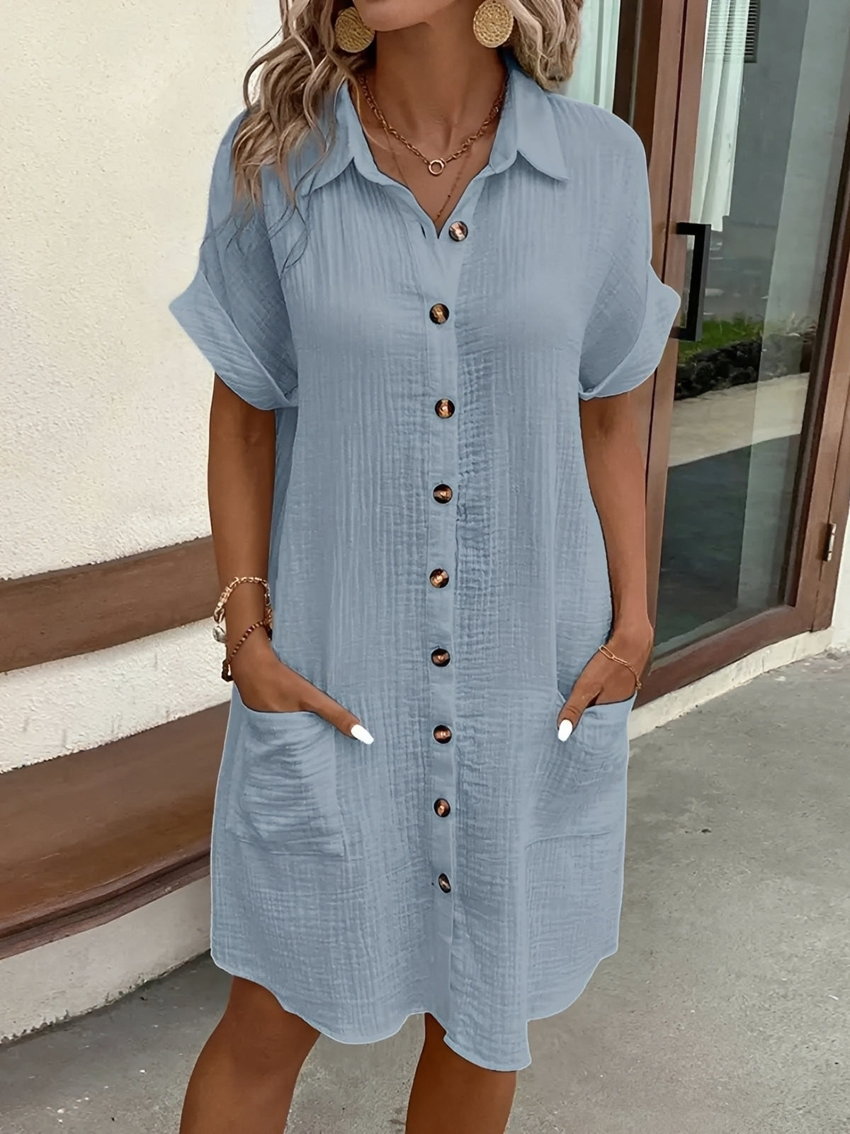 Shelley - Bequemes Hemdkleid mit Knopfleiste für Damen