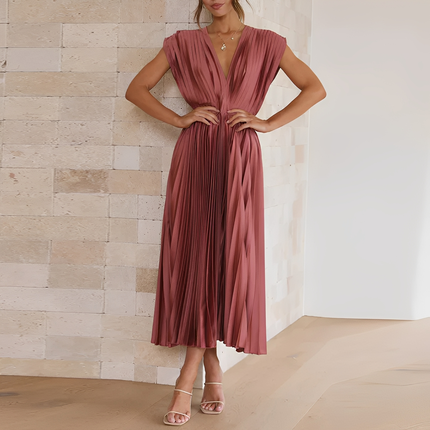 Cristine - Elegantes Kleid mit V-Ausschnitt für Frauen