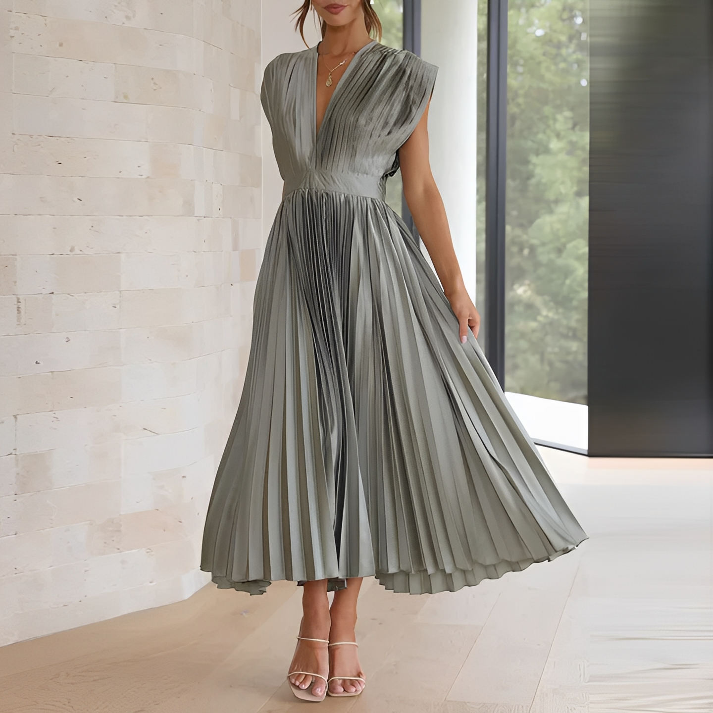 Cristine - Elegantes Kleid mit V-Ausschnitt für Frauen