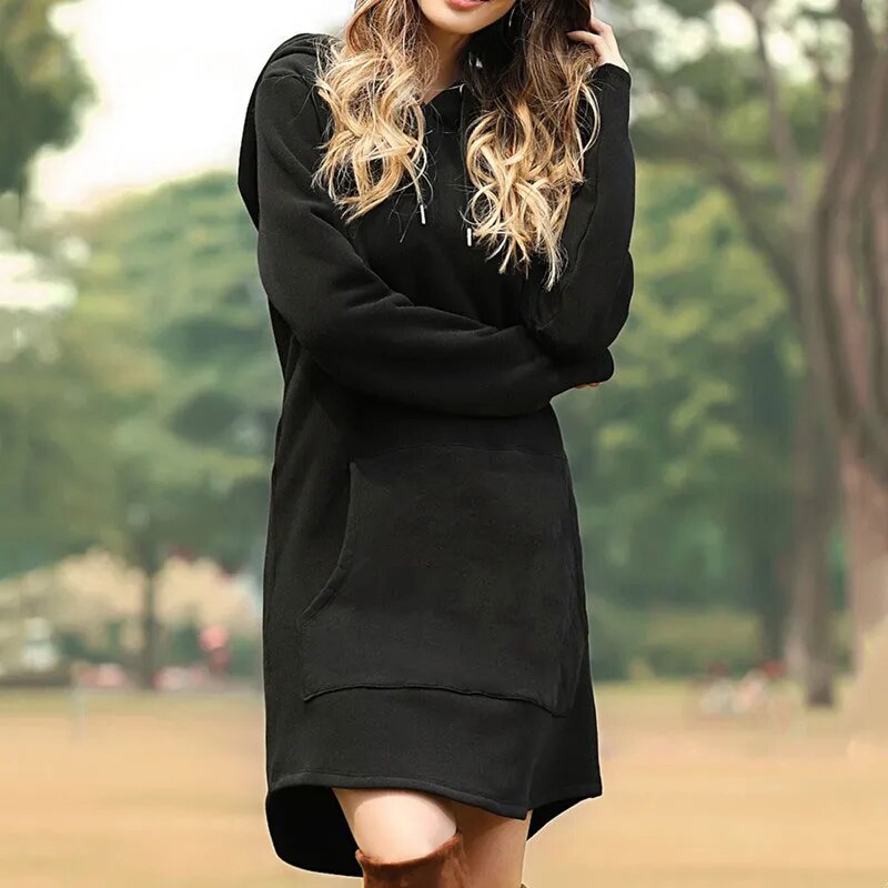 Juris – Langes Kapuzensweatshirtkleid