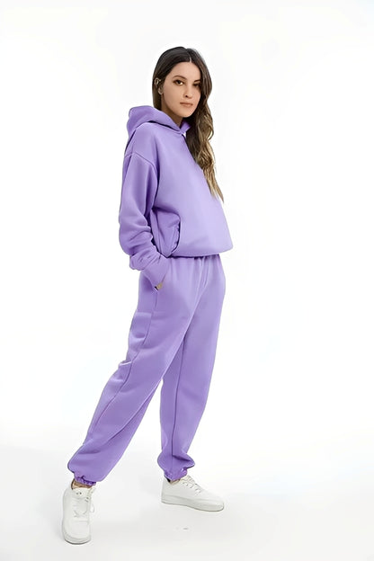 Adelia – Einfarbiges Hoodie-Set
