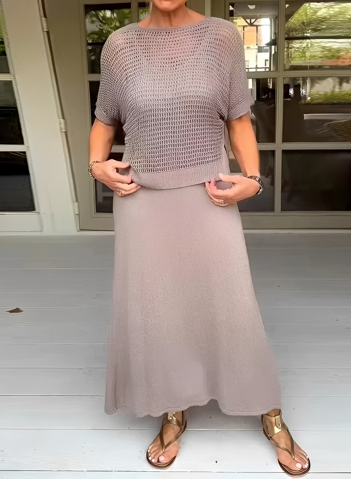 Darcie - Lässiges zweiteiliges Lochmuster-Set für Damen