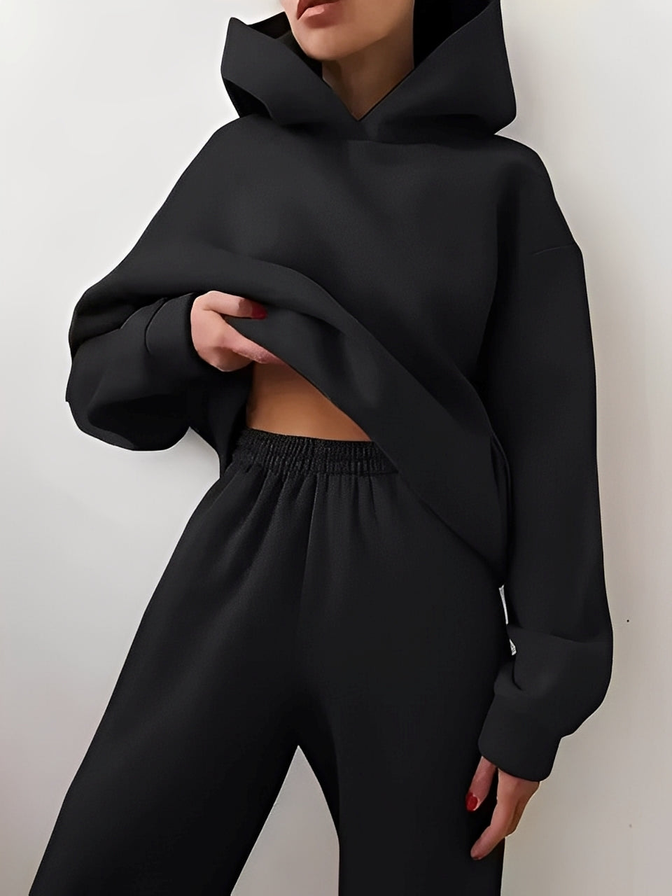 Adelia – Einfarbiges Hoodie-Set