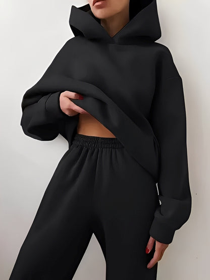 Adelia – Einfarbiges Hoodie-Set