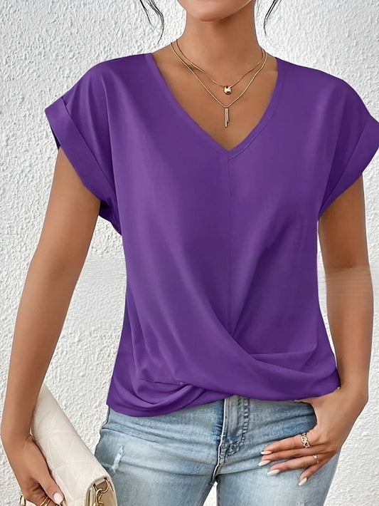 Rachael - Lässige Bluse mit unregelmäßigem V-Ausschnitt für Damen