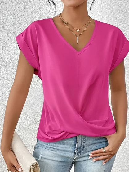 Rachael - Lässige Bluse mit unregelmäßigem V-Ausschnitt für Damen
