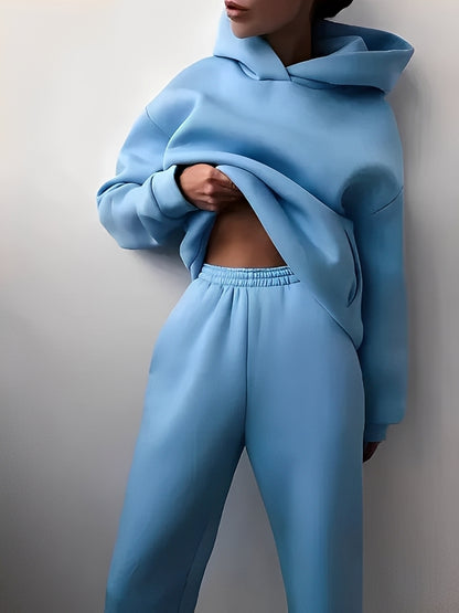 Adelia – Einfarbiges Hoodie-Set