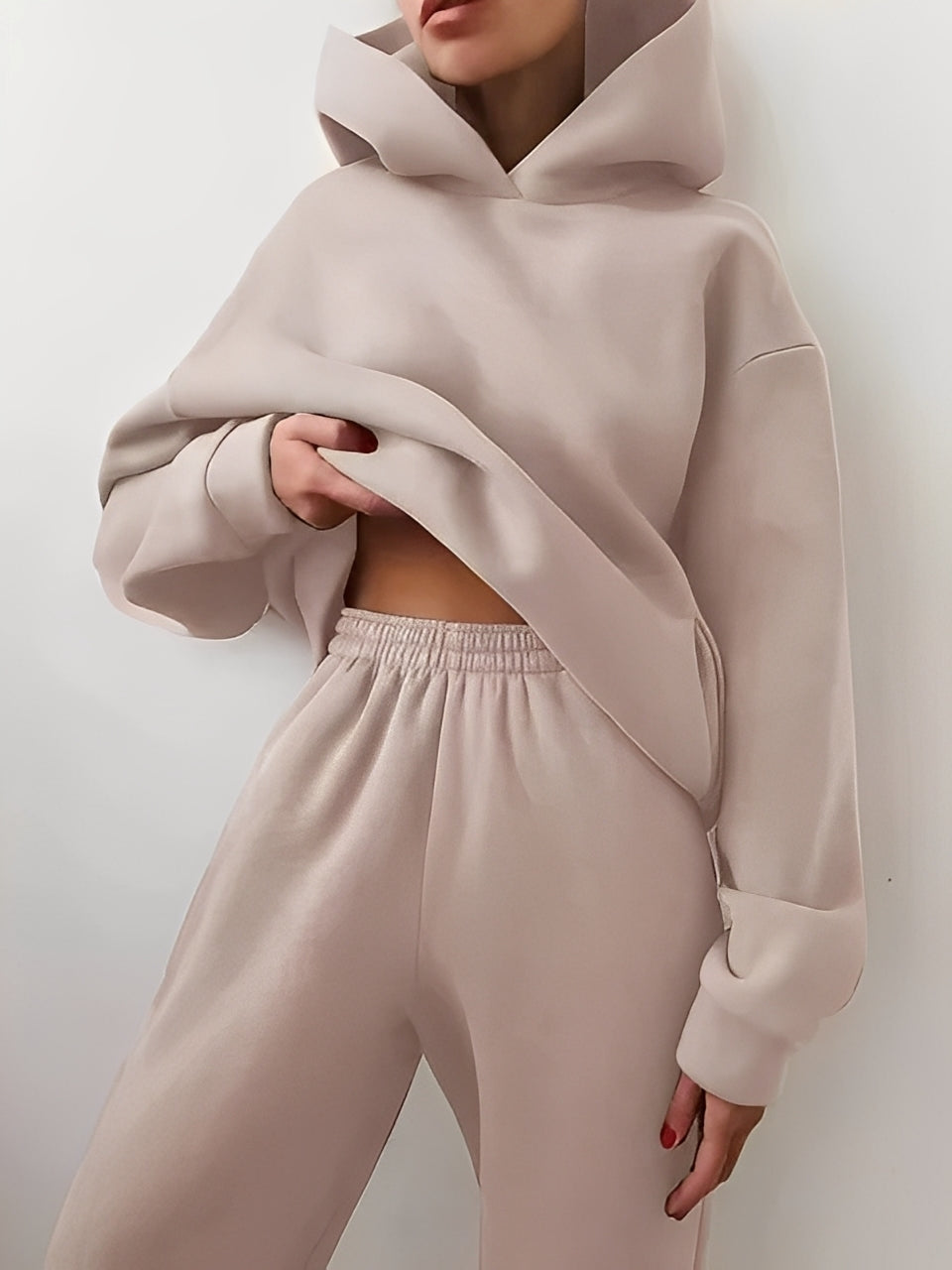 Adelia – Einfarbiges Hoodie-Set