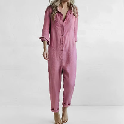 Jasmine - Bequemer Jumpsuit mit langen Ärmeln und Taschen für Damen