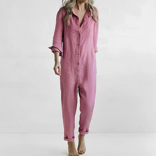 Jasmine - Bequemer Jumpsuit mit langen Ärmeln und Taschen für Damen