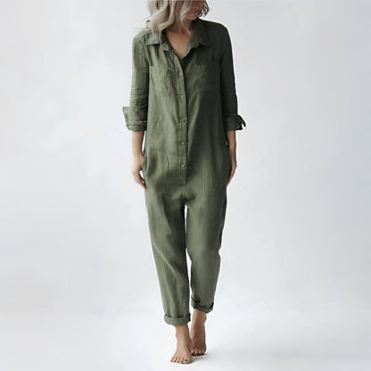 Jasmine - Bequemer Jumpsuit mit langen Ärmeln und Taschen für Damen