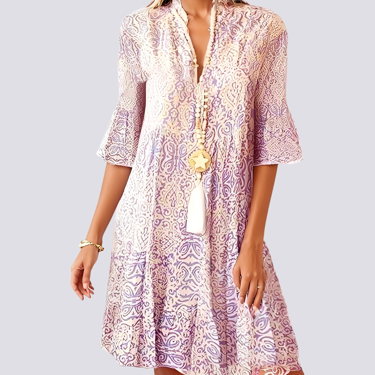 Darce - Weites Kleid mit V-Ausschnitt für Damen