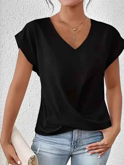 Rachael - Lässige Bluse mit unregelmäßigem V-Ausschnitt für Damen