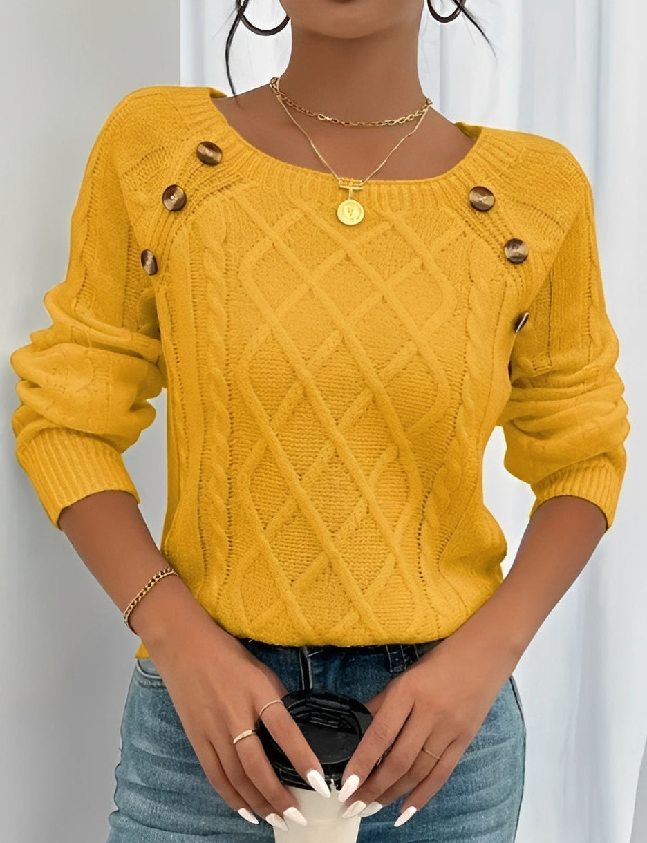 Sally - Modischer Damenpullover mit Knopfdetails
