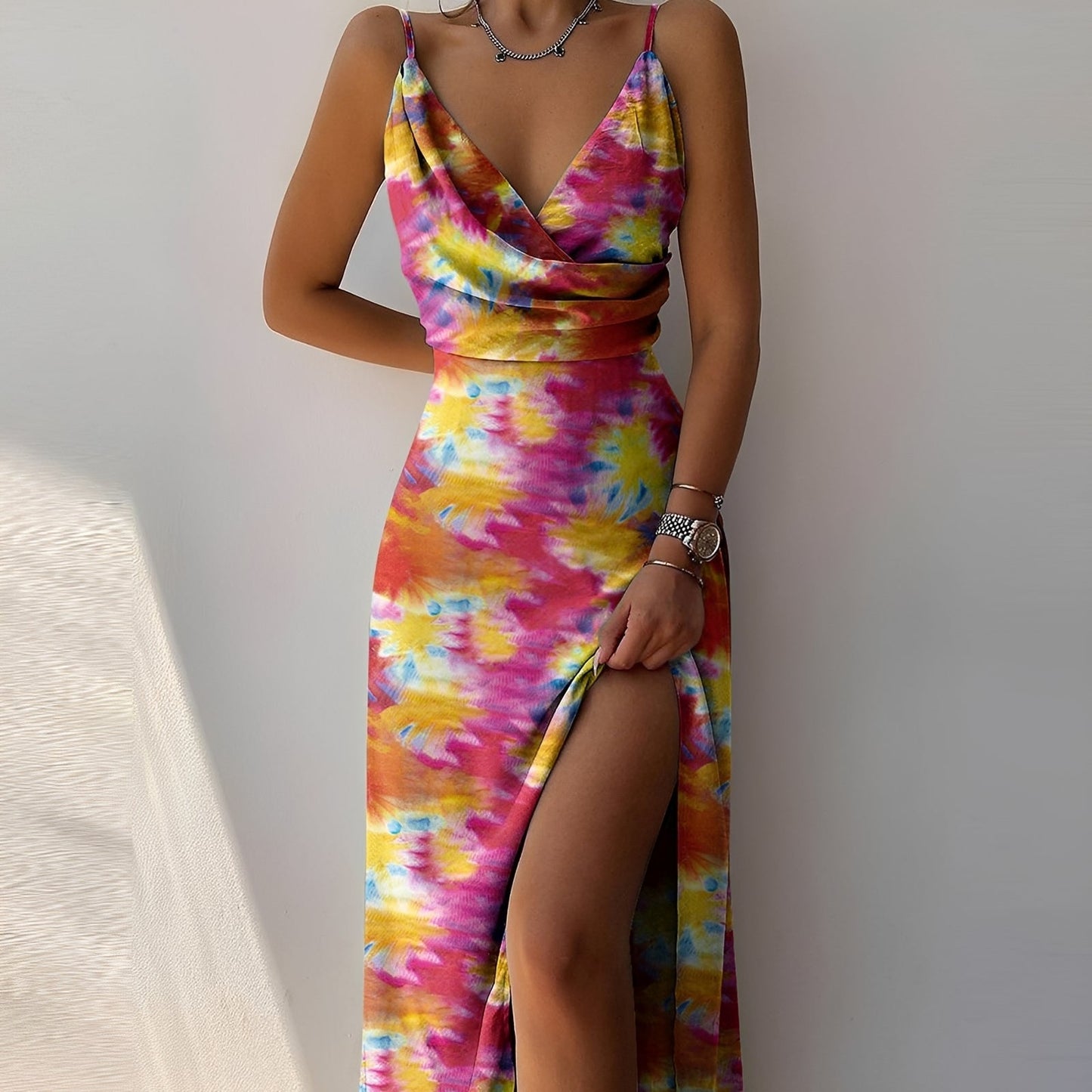 Angela - Elegantes Trägerkleid mit Schlitz für Damen