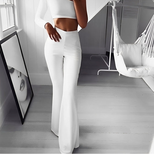 Jennifer - Lässige, ausgestellte Hose mit elastischem, hohem Bund für Damen