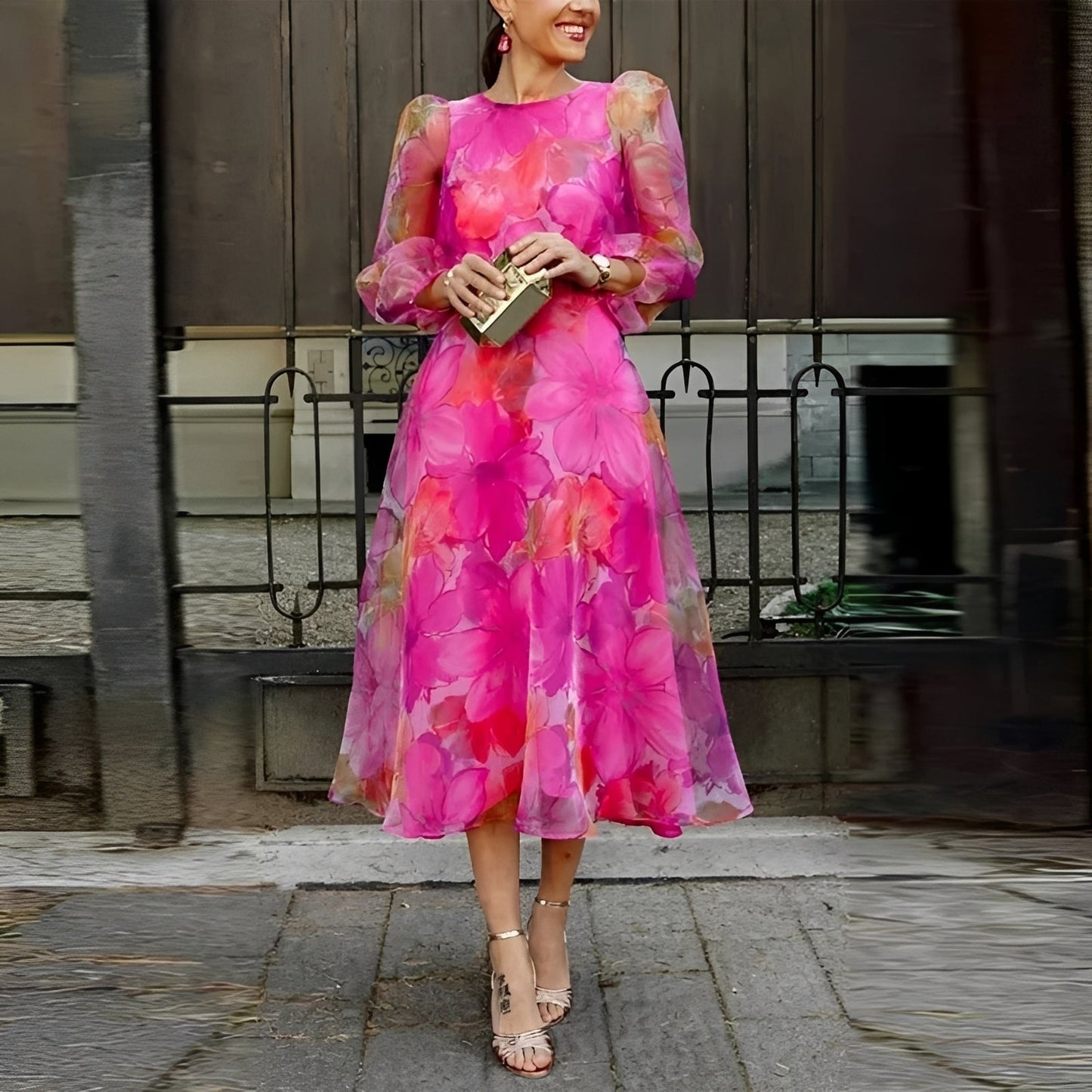 Shelley - Elegantes Midikleid mit Blumenmuster für Damen