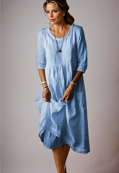Hazel - Lässiges und weites Kleid mit 3/4-Ärmeln für Damen
