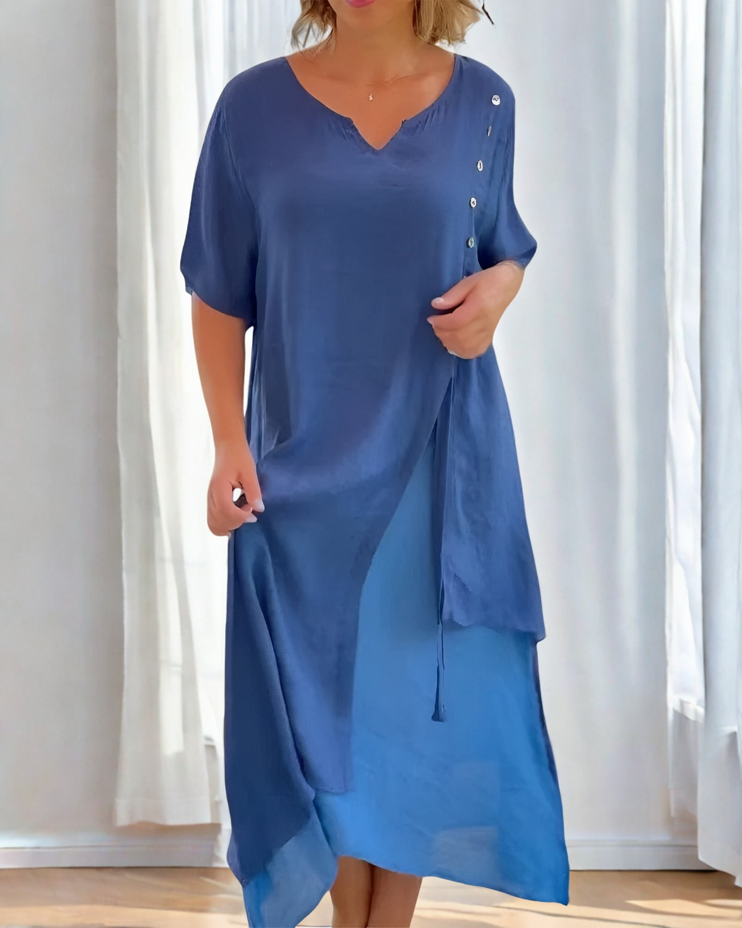 Bonnie - Elegantes und weites Kleid mit Knöpfen für Damen