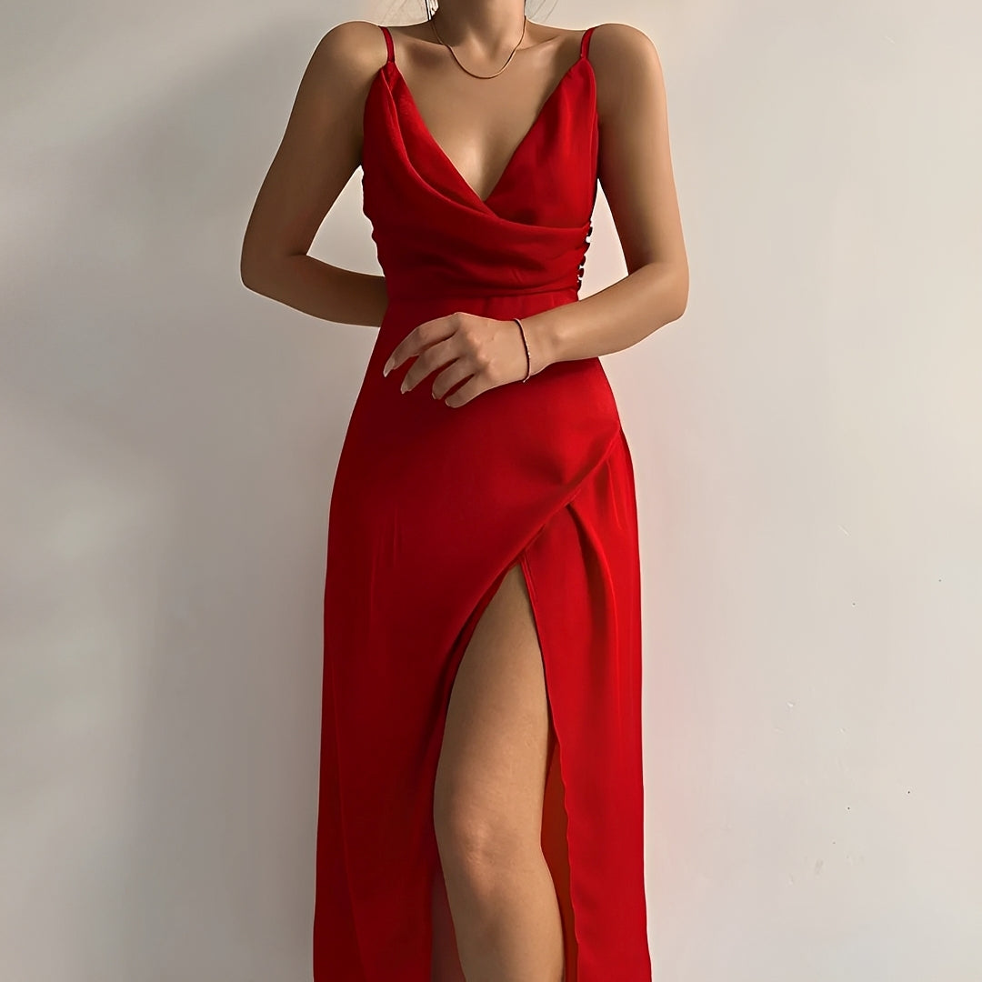 Angela - Elegantes Trägerkleid mit Schlitz für Damen