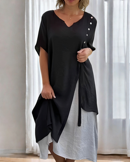 Bonnie - Elegantes und weites Kleid mit Knöpfen für Damen