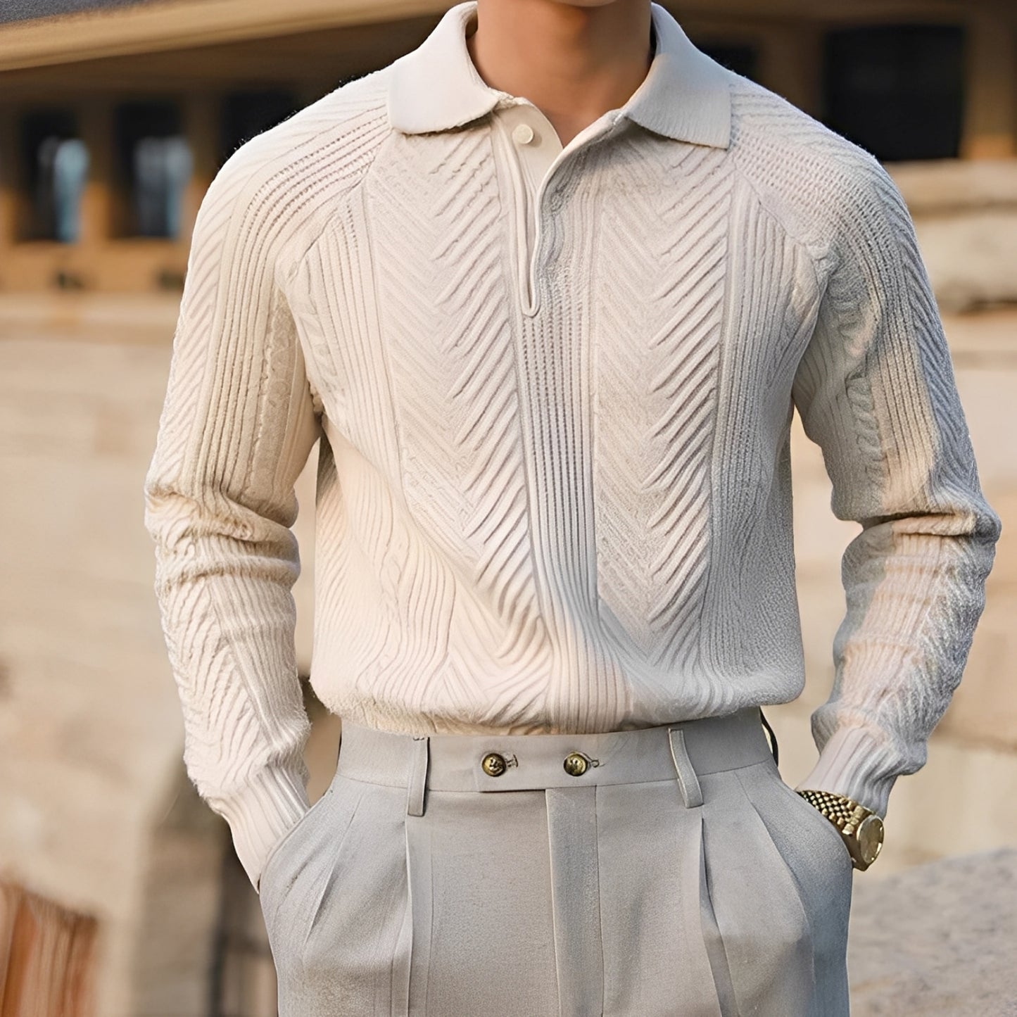 Darius – Gestrickter Langarm-Pullover