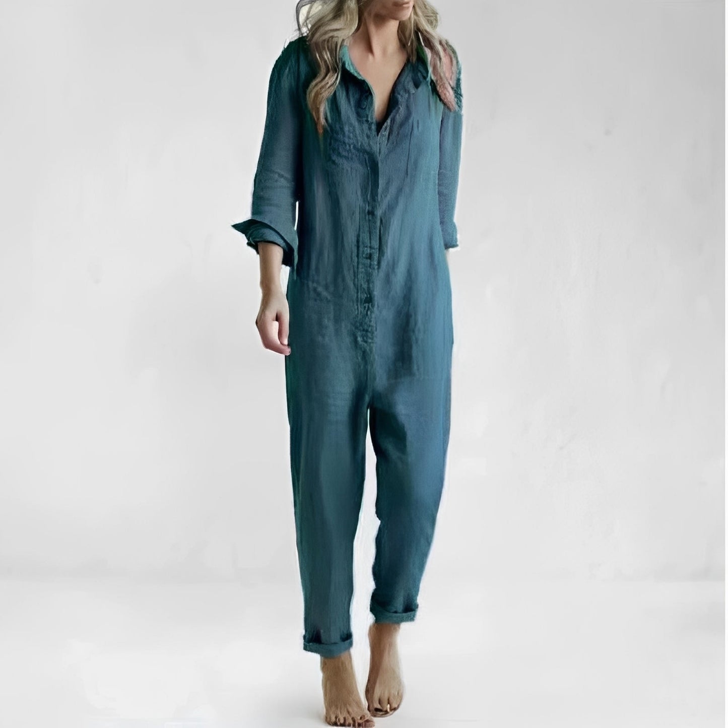 Jasmine - Bequemer Jumpsuit mit langen Ärmeln und Taschen für Damen