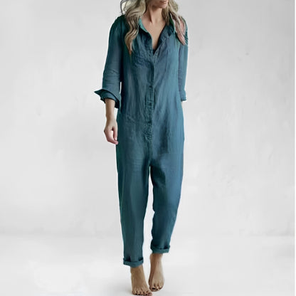 Jasmine - Bequemer Jumpsuit mit langen Ärmeln und Taschen für Damen