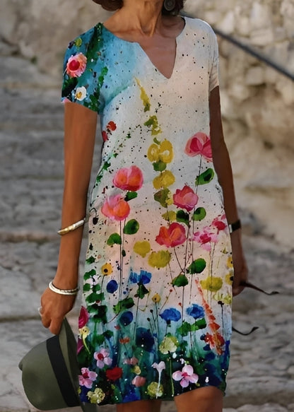 Kristina - Elegantes geblümtes Kleid mit kurzen Ärmeln für Damen