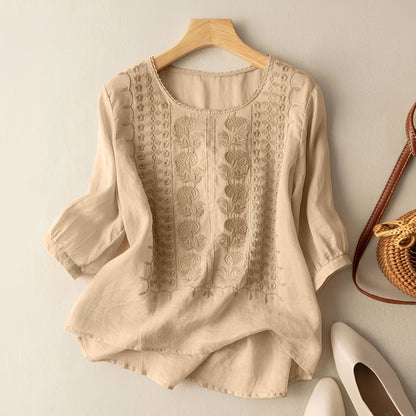 Gretchen - Elegante bestickte Bluse mit 3/4-Ärmeln für Damen