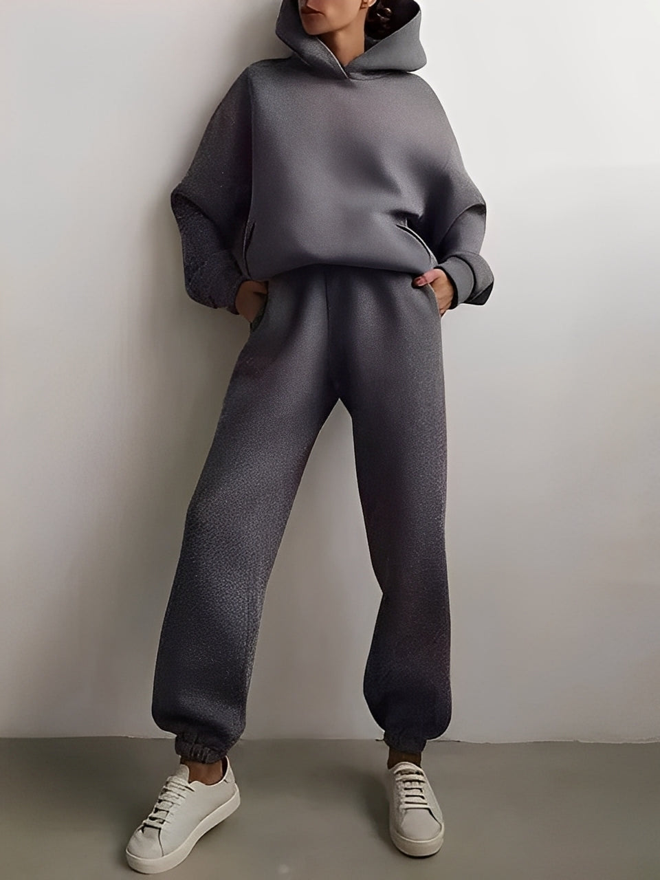 Adelia – Einfarbiges Hoodie-Set