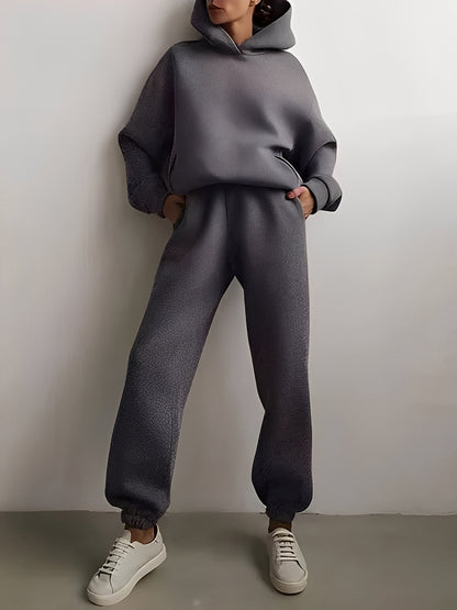 Adelia – Einfarbiges Hoodie-Set
