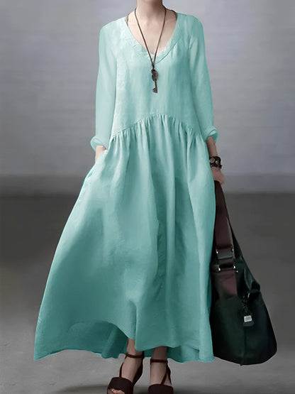 Lindy - Weites und lässiges Kleid mit V-Ausschnitt für Damen